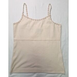 The Limited Women's Vtg Cotton Floral Trim Cami Top Ivory Small 90's Coquette